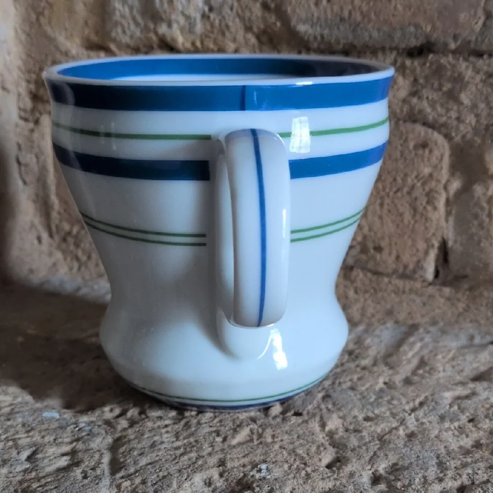 STARBUCKS I 2007 12 oz  Blue and Green Striped Ceramic Retro Diner Style Mug - Picture 4 of 10